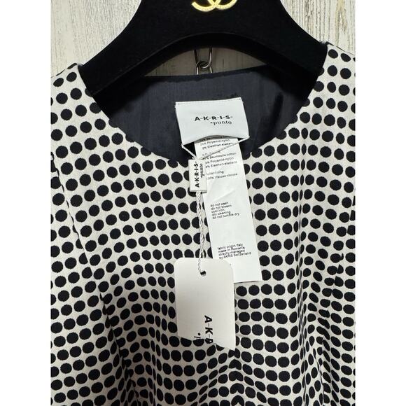 Akris Punto Patterned Sleeveless Midaxi Dress Size 8 Dots Navy NWT $1190 - Picture 3 of 16